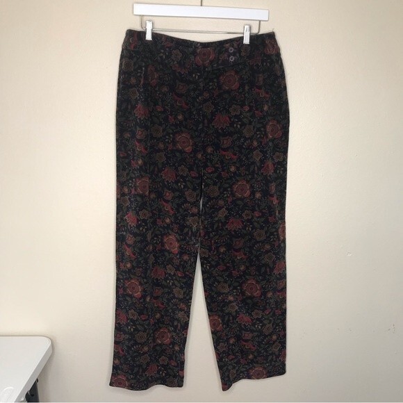 Vintage Talbots Navy Floral Pinwale Corduroy Pants Wide Leg No Pockets Women 14W - Picture 15 of 15
